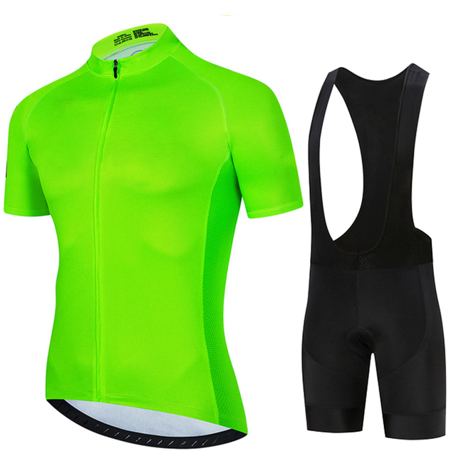 Cycling Gear Jersey - Floresan yeşil 2024 düz renk erkekler